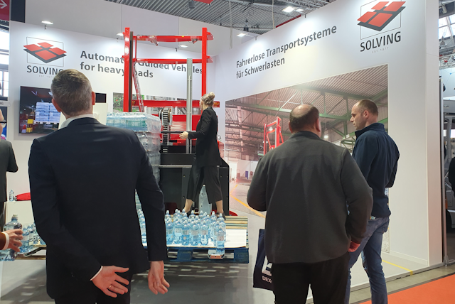 At the Solving exhibit visitors were invited to see a selection from their range of customized AGVs for heavy loads.