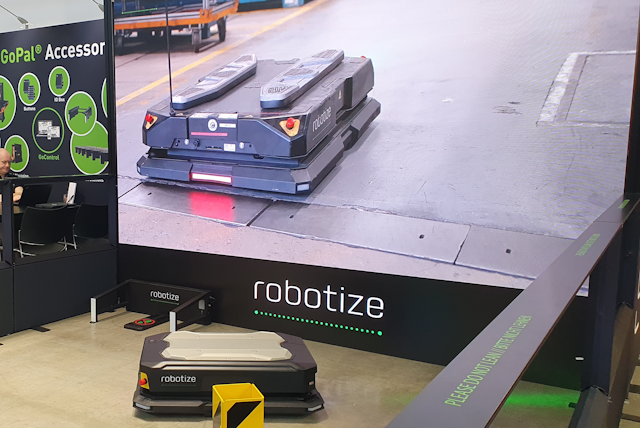 Robotize took the opportunity at LogiMAT to introduce thier new GoPal P35 platform AMR, which supports payloads up to 250 kg.