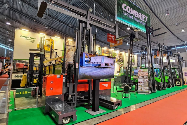 Combilift came with a large offering to LogiMAT 2024. Here centre-stage is the COMBI-MR4 multi directional forklift