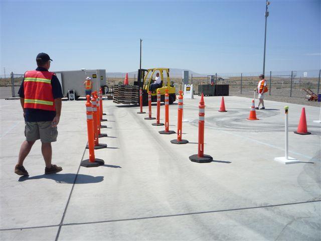 A professional operator positions his forklift at the rodeo in Richland, Washington