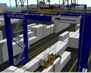 The 16-wheel RTGs have a lifting capacity of 50 tons and can stack one-over-five containers high and six-plus truck lane wide.
