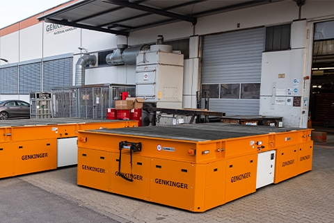 These units are transporting heavy duty 55 ton tools and parts in automotive factories.