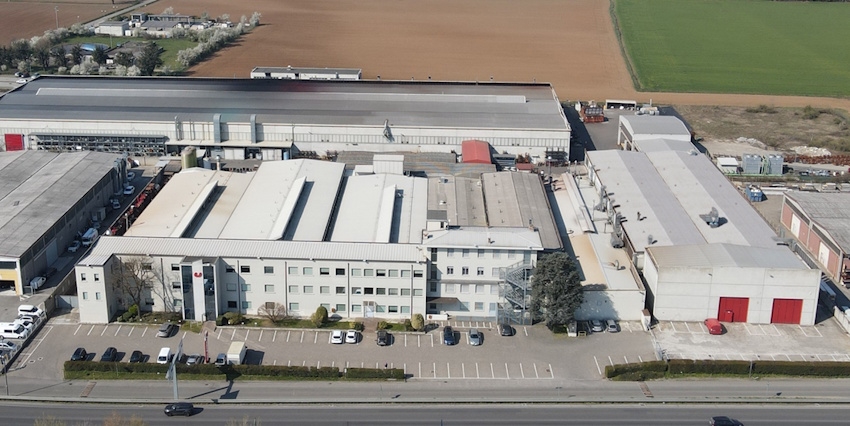 Bolzoni SpA, the Group Headquarters, developed on a 20.500 sqm  (220,600 sq.ft) area, plus the near dedicated machining centre of 7.000 sqm  (75,400 sq.ft).