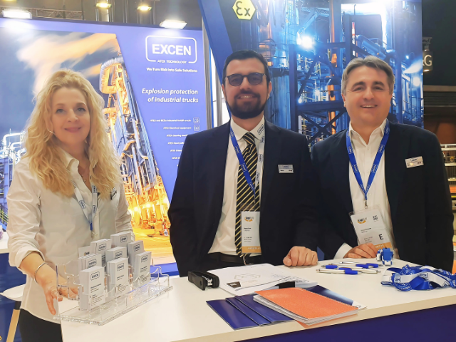 Excen are ready to greet you and talk about the latest in explosion protection. From left to right: Simone Bolognesi, Giorgia Mandina, and Marco Berra.