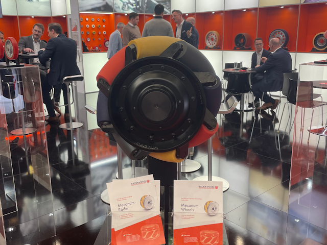 RÄDER-VOGEL shows off their Mecanum Wheel with omnidirectional manoeuvrability.