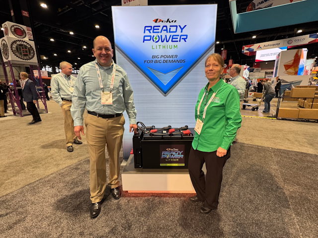 Over at the East Penn stand on DAY 1, director of marketing Chad Christ and VP marketing & advertising  Donna Snyder show off their Deka Ready Power Series battery