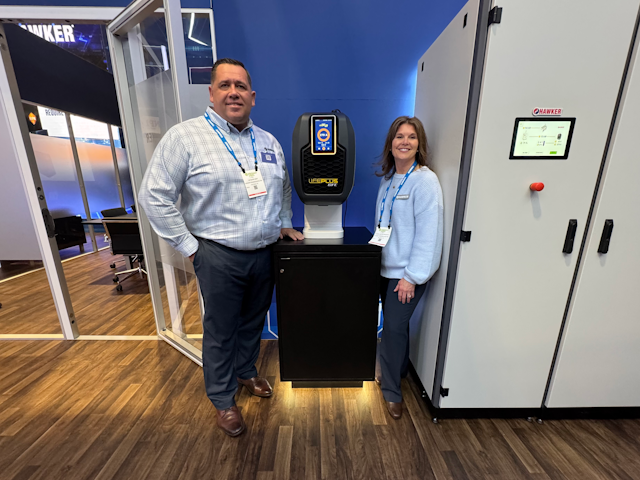 Hawker's Jacques Smit and Kendra Carter-Mansfield have got off to a productive start at ProMat 2025, here they are showing off their Hawker LifePlus GFC range on DAY 1.