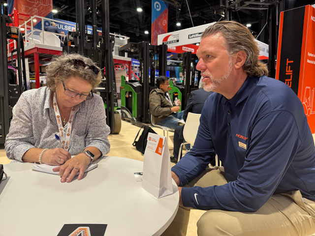 On DAY 2 Angie Kay has a chat with Noblelift North America's President Bill Pedriana.