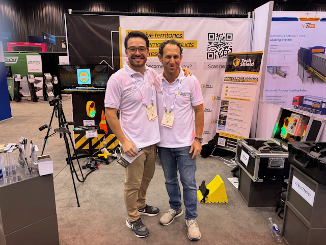 Touting the benefits of their Tech Sheild safety solutions, Joes and Alex take five for a happy snap.