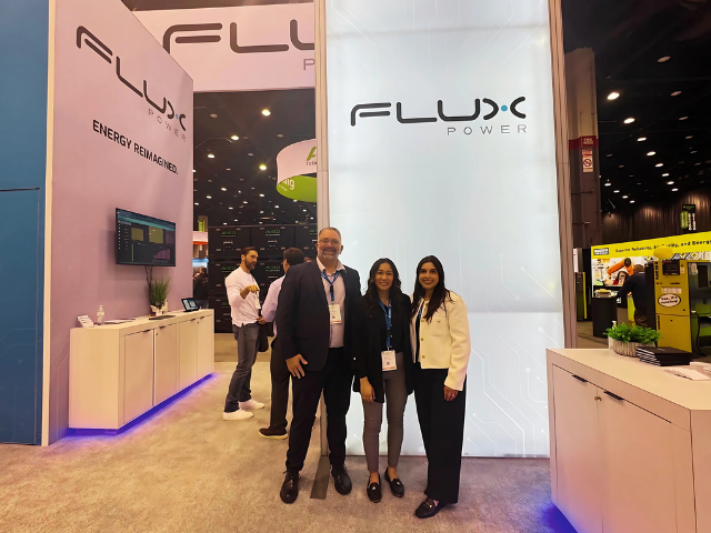 Flux Power takes a minute to pose for a happy snap. The lithium-ion energy storage solutions provider invited ProMat participants to take their best shot in their putting contest.