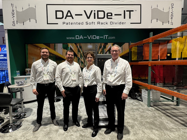 The DA-Vide-IT team brought their patented soft mesh rack and shelving divider to the show.