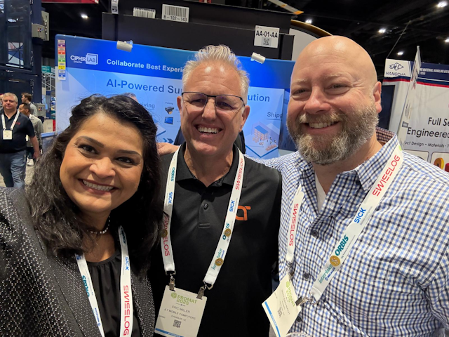 Eric Miller, Tejal Ranjan and Matt Eschbach from JLT Mobile Computers look like they are having tonnes of fun at ProMat.