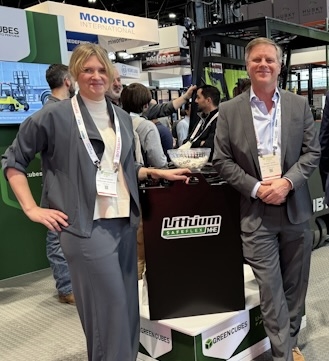 Green Cubes' Robin Schneider and Michael Walsh with the Lithium Safeflex product