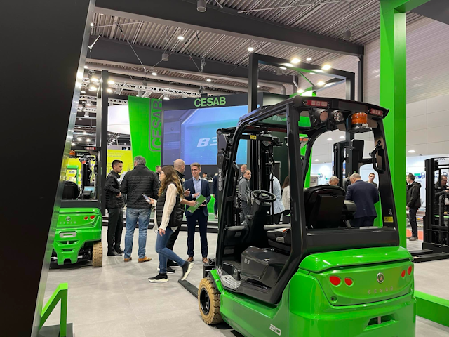 Things are going well at the CESAB stand, where they are showing off their B3 electric counterbalanced forklift range.