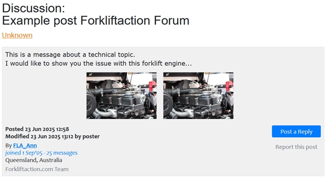 Now you can add up to two photos to your posts in the Forkliftaction Forums