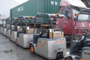 Hytsu forklifts being loaded for delivery to Cuba