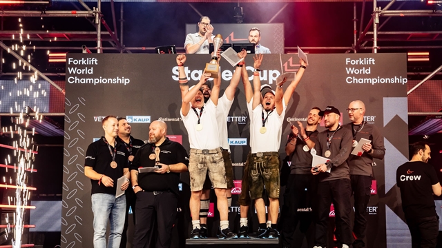 ZF Group's team celebrate its win at the Stapler Cup