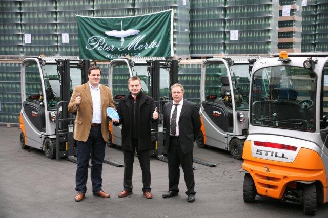 Johannes Drexler, Peter Mertes logistics manager, Thomas May, Still branch manager and Ralf Lellig, Sales Consultant