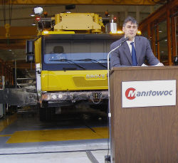 Eric Etchart, president of Manitowoc Cranes, at the Shady Grove opening.