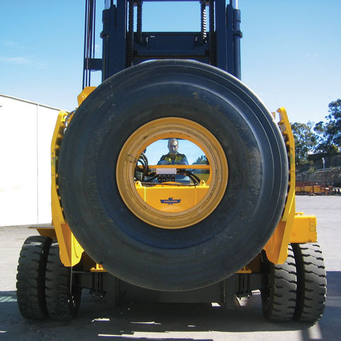 Good operator visibility is essential for tyre handling operations.