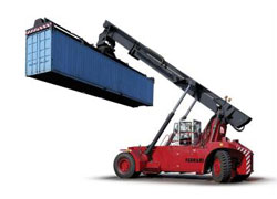 CVS Ferrari's new reach stacker can stack up to six full containers high.
