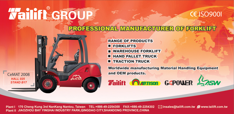 TAILIFT will be participating CeMAT Hanover, Germany 2008