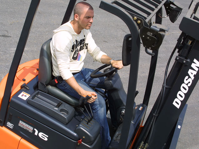 A Doosan forklift