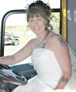 Maggie Shea on her wedding day/ photo by Manawatu Standard