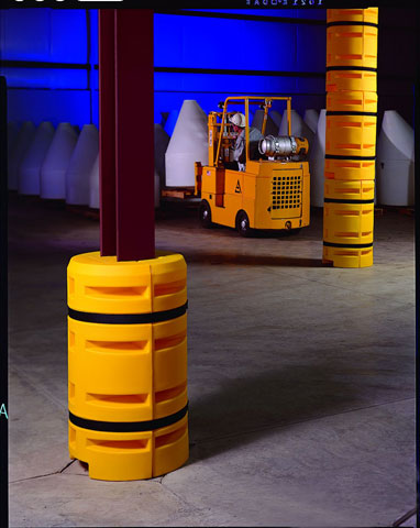 The Column Sentry protects racks from forklift impacts