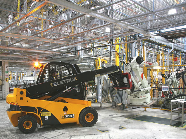 JCB Teletruk used at the Landrover Plant in Halewood to retrieve robots from the production line.