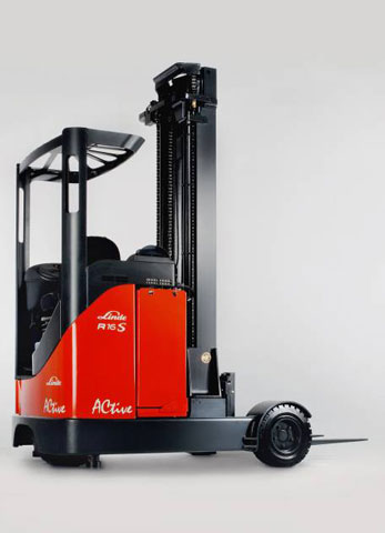Linde R16G reach truck with super-elastic tyres