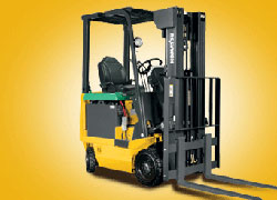 A Komatsu ABX series electric forklift