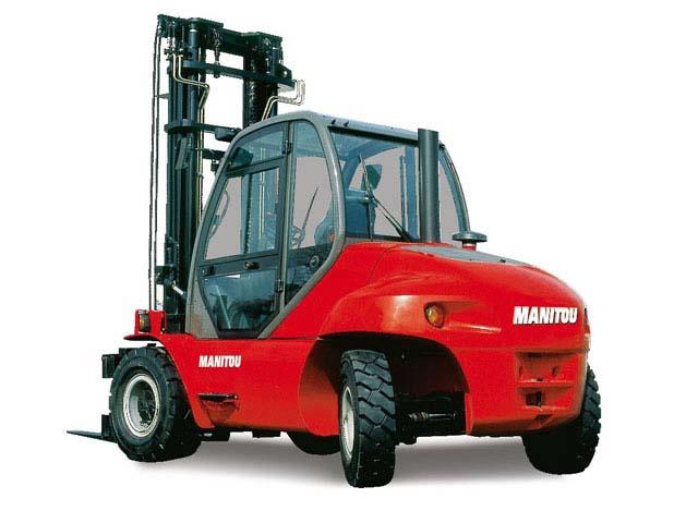 A Manitou rough-terrain forklift.