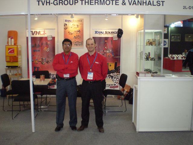 TVH Group representatives Sanjoy Roychoudhury and Frederik Lempiere at the company's stand.