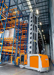 Still MX-X turret truck in automatic mode operation.