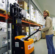 The Finnish Red Cross's new Rocla SW12 stacker.