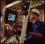An Intermec computer mounted on a forklift.