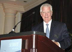 Gary Thompson of OKI Systems Ltd, was presented with a special James F. Dicke Pioneer Award at Crown Equipment Corp's awards ceremony.