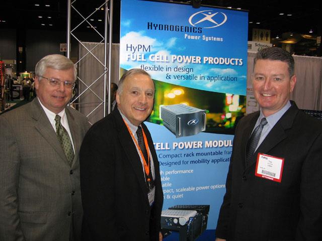 (L-R)Russel Keller, senior director of SCRA's next energy initiatives, John Werderman, vice president of business development with Hydrogenics' power systems unit; and Troy Garrison, sales and operations manager with a LiftOne branch.