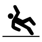 Graphic of a man slipping rearwards.