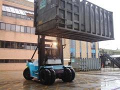 An SMV container handling forklift in London.