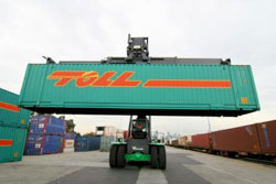 The MLA Vulcan C4531 reach stacker working in Melbourne.