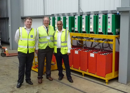 (L-R) Gerry Laughran, operations director of 99p Stores; Gus Whyte, sales director of Hoppecke Industrial Batteries; and Dipak Desia, facilities manager of 99p Stores.
