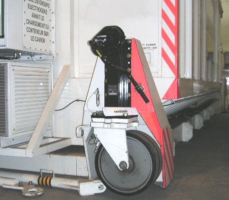 Custom-built product: VULKOLLAN® caster <br />with a load capacity of 9 t temperature range -45 °C to +50 °C <br />for satellite containers