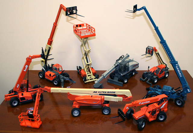 The die-cast replica models of JLG equipment.