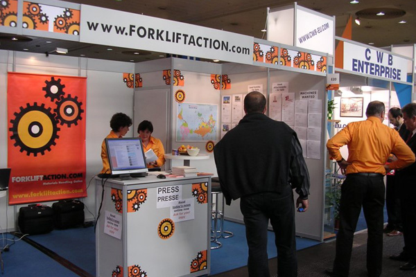 Forkliftaction.com's stand at CeMAT 2005.