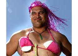 Forklift driver wears bikini for charity