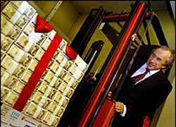 Forklift carries charity’s million dollars