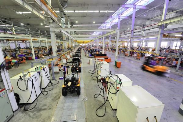 Zhejiang Hangcha Engineering Machinery Co Ltd's forklift production line.