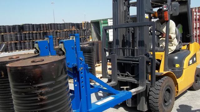The Grab-o-Matic drum handler has increased efficiency for Sea Sands Shipping of Dubai.